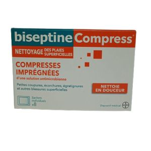 Biseptinecompress Compresse Impregnées Nettoyantes Antiseptiques X8
