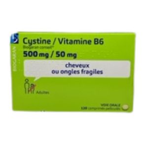 Cystine / vitamine B6 Biogaran 500mg / 50mg Comprimé Pelliculé Plaquette de 120