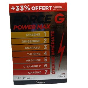 Force G Power Max Solution Buvable 15 ampoules + 5 offertes /10ml (200g)