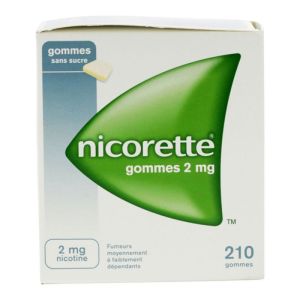 Nicorette 2mg Gommes Sans Sucre boite de 210