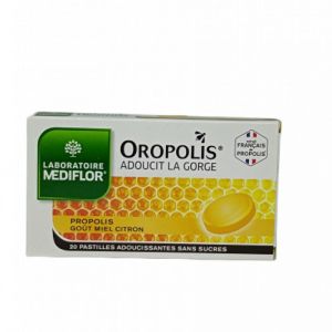 Oropolis Pastille Sans Sucre Adoucissante Miel Citron Boite 20