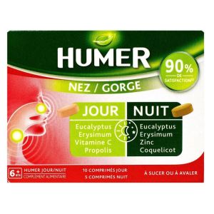 Humer Jour et Nuit Comprimés Nez Gorge Boite de 15