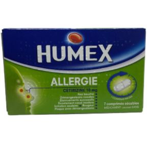 Humex 10mg Comprimé Pesé Allergie Cétirizine Plaque de 7