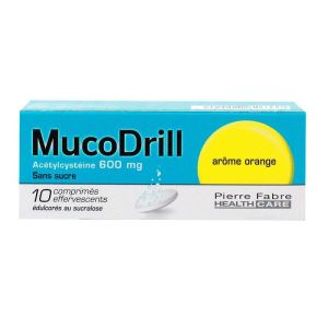 Mucodrill 600mg Comprimés Effervescent Sans Sucre Boite de 10