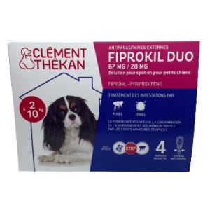 Fiprokil Duo  Chien 2 A 10 Kg 4 Pipettes 67 mg / 20 mg