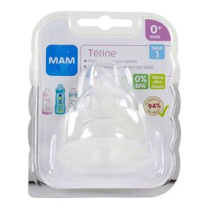 Tétine Débit 1 Silicone Boite de 2