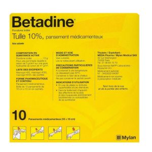 Betadine Tulle boite de 10 sachets