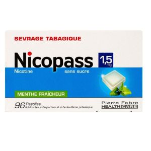 Nicopass 1,5mg Sans Sucre Menthe Fraîcheur 96 pastilles