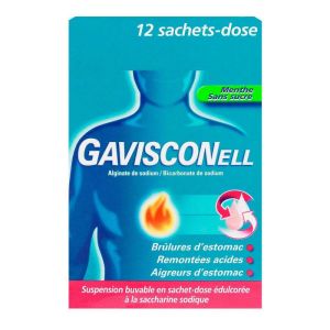 Gavisconell Suspension Buvable Menthe Sans Sucre boite de 12 sachets