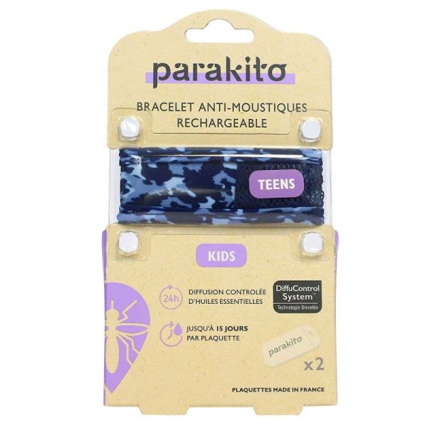 Para'kito Teens Bracelet Répulsif Anti-moustique Blue/Black/White