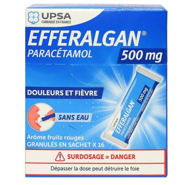 Efferalgan 500mg Granulé En Sachet Fruits Rouges 16 Sachets