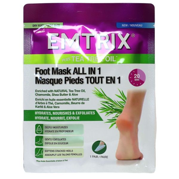 Emtrix Plus Tea tree oil Masque Pieds Tout En 1 Paire