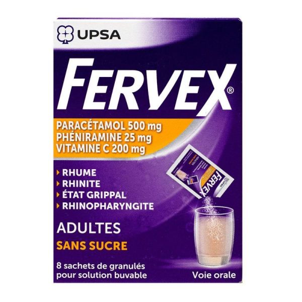 Fervex Sans Sucre Adulte 8 sachets