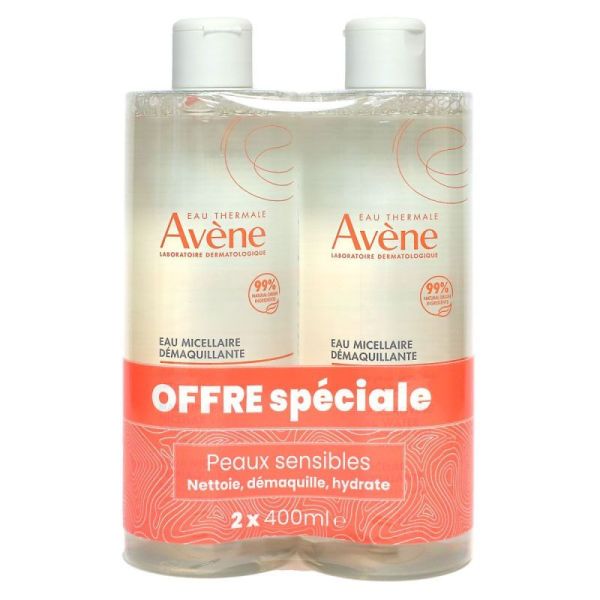 Avene Eau Micellaire Démaquillante Lot de 2 Flacons de 400 ml