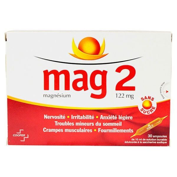 Mag 2 122mg Solution Buvable Sans Sucre  boite de 30ampoules