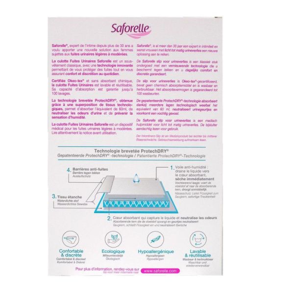 Saforelle Culotte Fuites Urinaires Noire