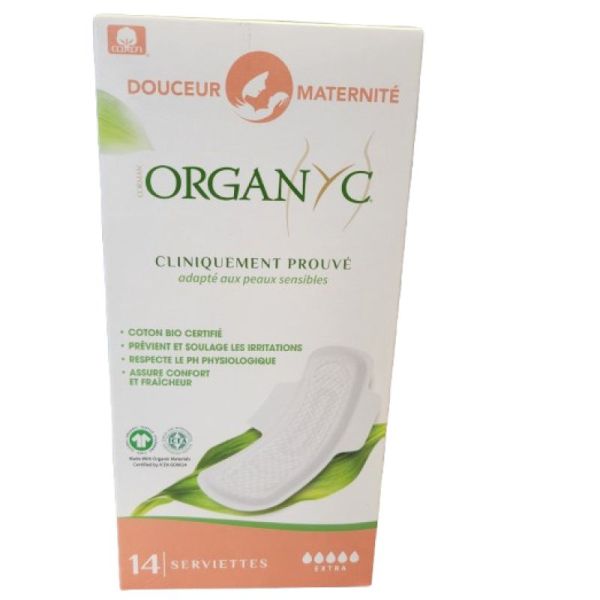 Organyc Serviettes Extra Douceur Maternité X 14