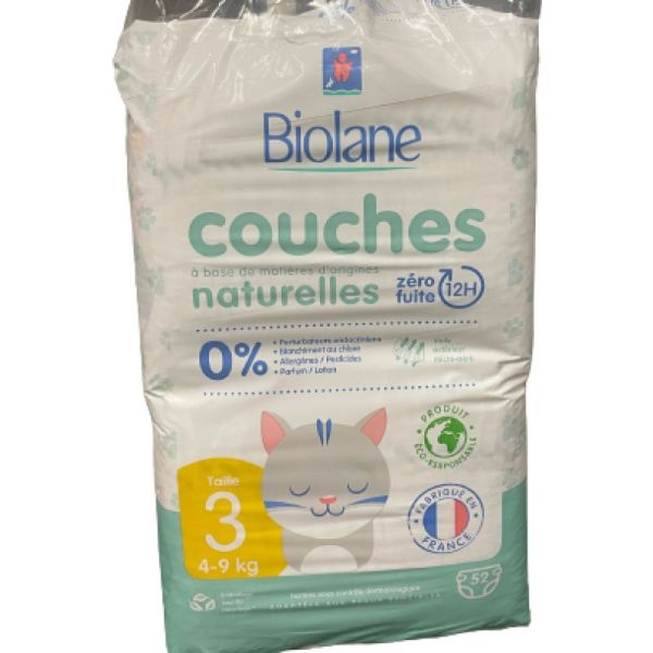 Biolane Couches Naturelles 52 Couches Taille 3 (4-9 Kg)