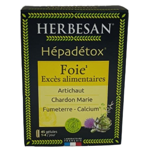 Herbesan Hépadétox Foie Excès Alimentaires 45 gélules (20g)