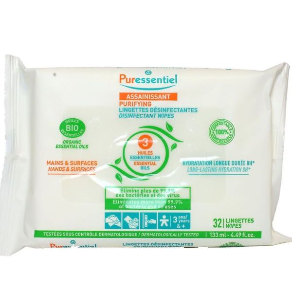 Puressentiel Assainissant Lingettes Mains Surfaces x 32