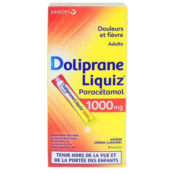 Dolipraneliquiz 1000mg Suspension Buvable édulcoré 8 sachets 12ml