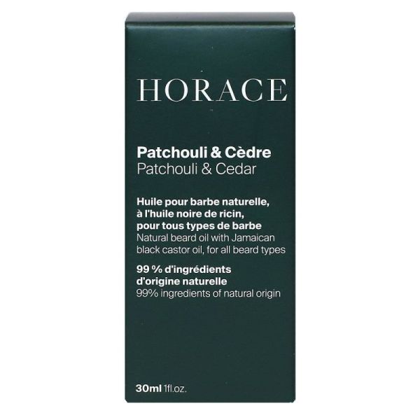 Horace Huile pour barbe Patchouli et Cèdre Flacon 30 ml