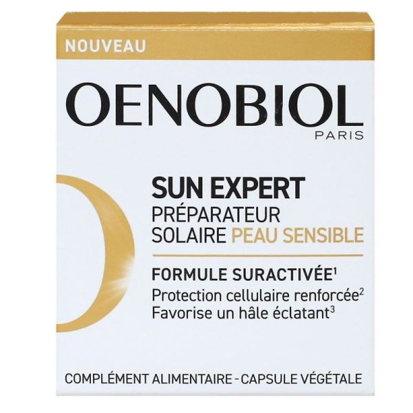 Oenobiol Sun Expert Capsules Préparateur Solaire Peaux Sensibles Pot de 30