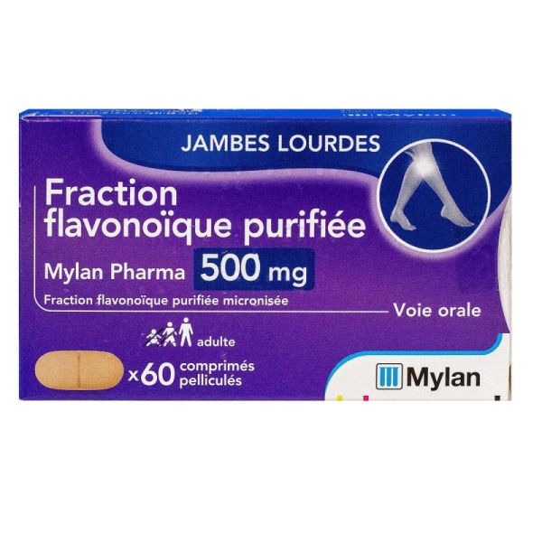 Flavonoides Mylan 500mg Comprimés Pelliculés Plaque de 60