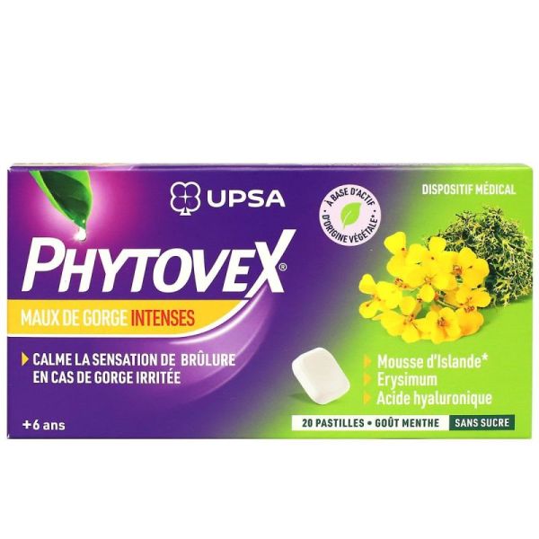 Phytovex Sans Sucre Pastille Maux Gorge Intense Boîte 20