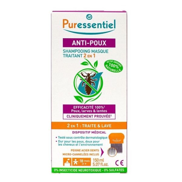 Anti-poux Shampoing Traitement tube de 150 ml + peigne