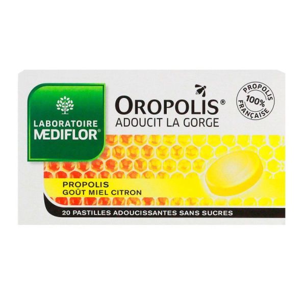 Oropolis Pastille Sans Sucre Adoucissante Miel Citron Boite 20