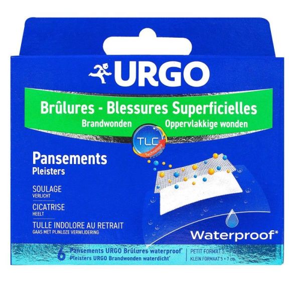 Urgo Brulures Pansement Waterproff  Boite de 6
