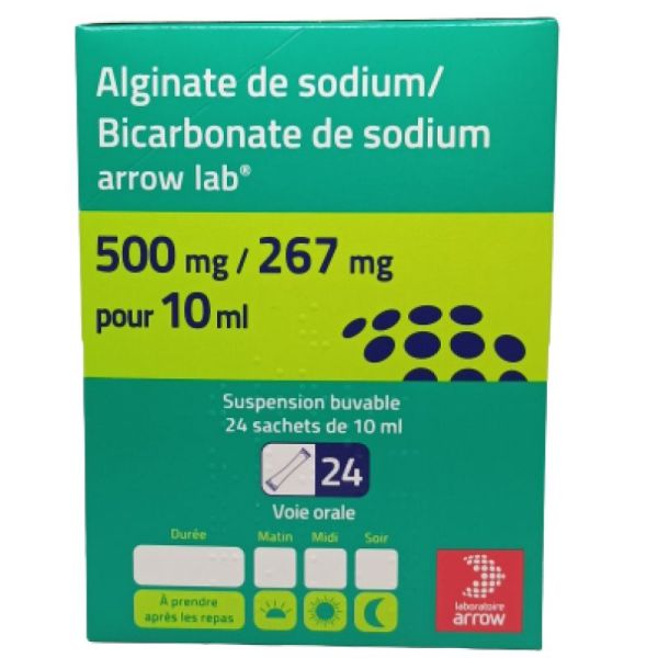 Alginate Sodium Bicarbonate Sodium Arrow 500mg/267mg 24sachets de 10ml