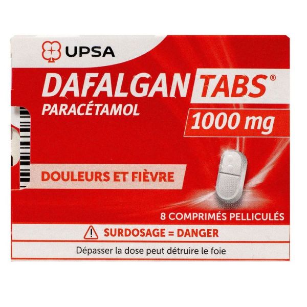 DafalganTabs 1g Boite de 8 comprimés pelliculés
