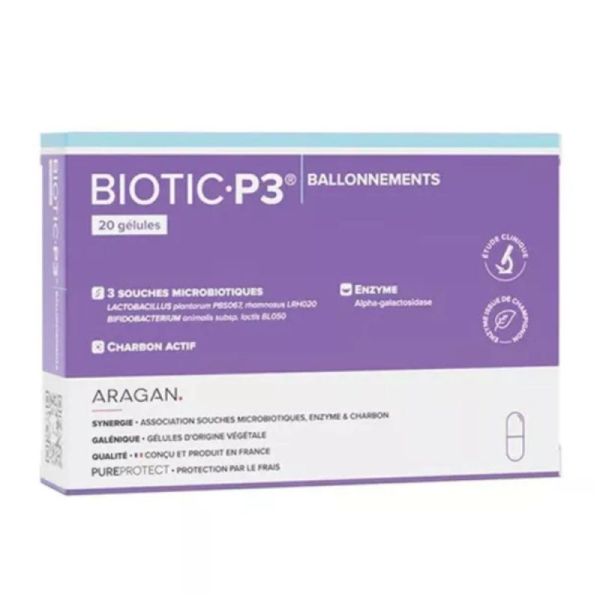 Aragan Biotic P3 Ballonnement Gélules Boite de 20