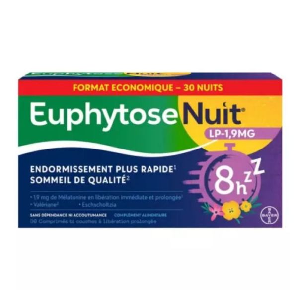Euphytose Nuit LP 1.9mg Boite 30 Comprimés