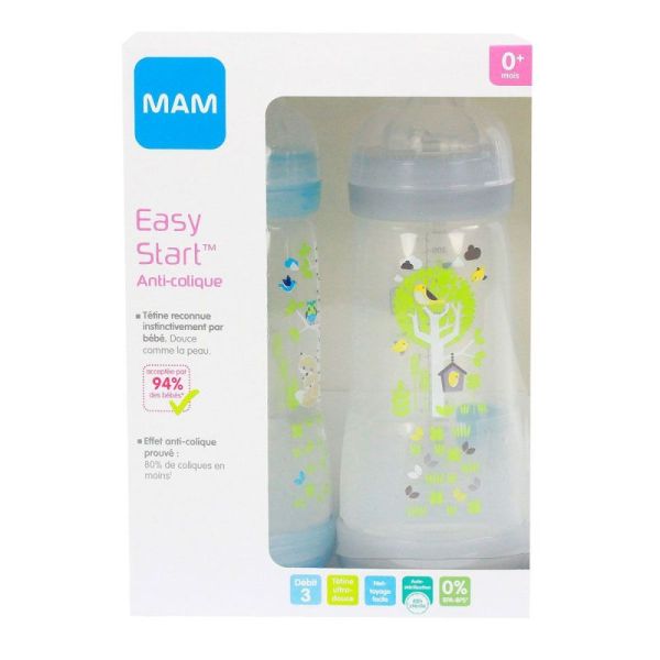 MAM Biberon easy start anti-colique 320 ml - Tétine débit 3