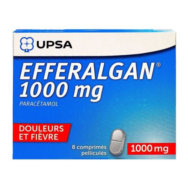 Efferalgan 1000mg Boite de 8 Comprimés Pelliculés