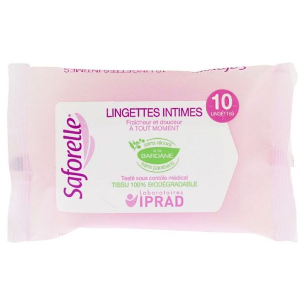 SAFORELLE Lingette intime biodégradable Sach pocket/10